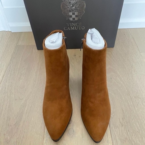 Nib Vince Camuto Grasem Vintage Brown Pointed Toe Western Ankle Boot - Picture 4 of 10